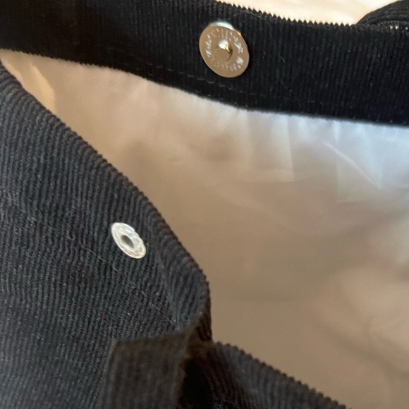 Large black Corduroy Tote Bag with 2 checkered black and white cosmetic bags - Picture 6 of 7